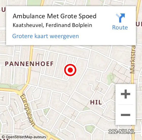 Locatie op kaart van de 112 melding: Ambulance Met Grote Spoed Naar Kaatsheuvel, Ferdinand Bolplein op 19 september 2018 12:55