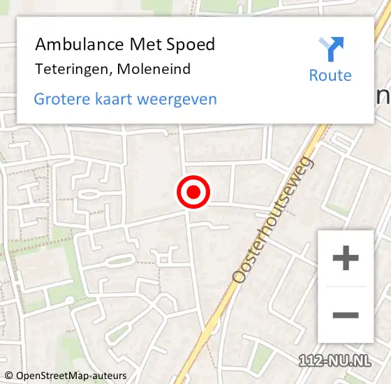Locatie op kaart van de 112 melding: Ambulance Met Spoed Naar Teteringen, Moleneind op 19 september 2018 12:56