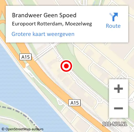 Locatie op kaart van de 112 melding: Brandweer Geen Spoed Naar Europoort Rotterdam, Moezelweg op 19 september 2018 13:01