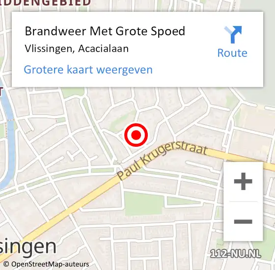 Locatie op kaart van de 112 melding: Brandweer Met Grote Spoed Naar Vlissingen, Acacialaan op 19 september 2018 14:06