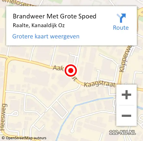 Locatie op kaart van de 112 melding: Brandweer Met Grote Spoed Naar Raalte, Kanaaldijk Oz op 19 september 2018 15:14