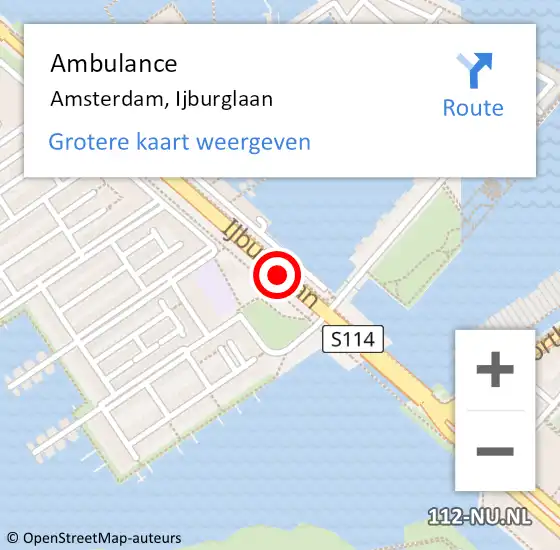 Locatie op kaart van de 112 melding: Ambulance Amsterdam, Ijburglaan op 19 september 2018 15:16