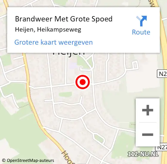 Locatie op kaart van de 112 melding: Brandweer Met Grote Spoed Naar Heijen, Heikampseweg op 19 september 2018 15:16