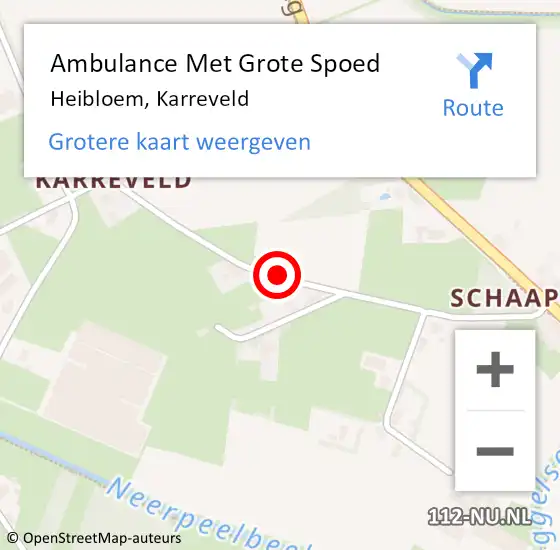 Locatie op kaart van de 112 melding: Ambulance Met Grote Spoed Naar Heibloem, Karreveld op 19 september 2018 16:03
