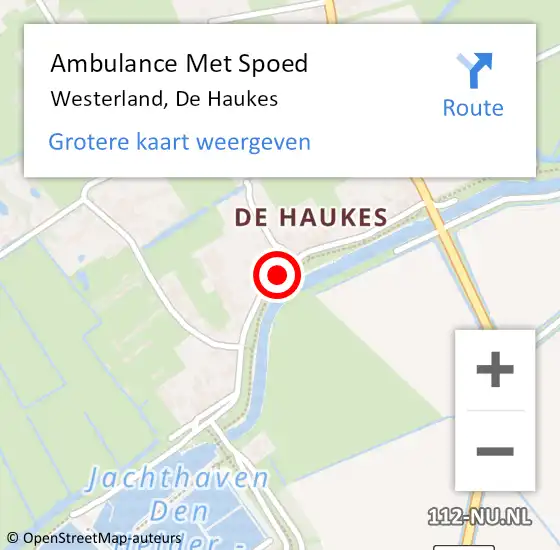 Locatie op kaart van de 112 melding: Ambulance Met Spoed Naar Westerland, De Haukes op 19 september 2018 16:05