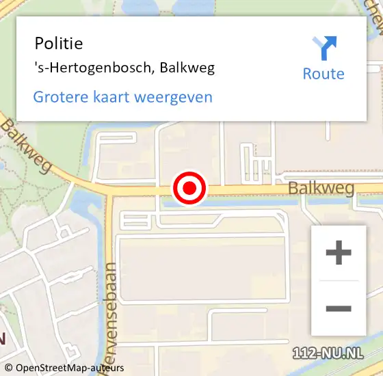 Locatie op kaart van de 112 melding: Politie 's-Hertogenbosch, Balkweg op 19 september 2018 18:02