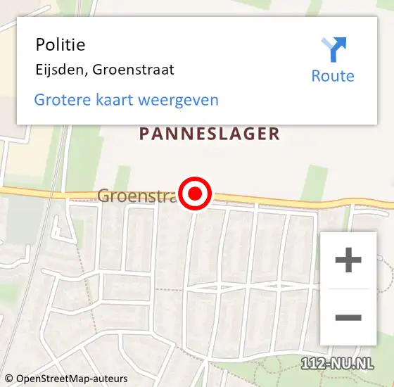 Locatie op kaart van de 112 melding: Politie Eijsden, Groenstraat op 19 september 2018 18:15