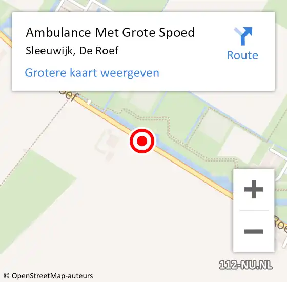 Locatie op kaart van de 112 melding: Ambulance Met Grote Spoed Naar Sleeuwijk, De Roef op 19 september 2018 18:39