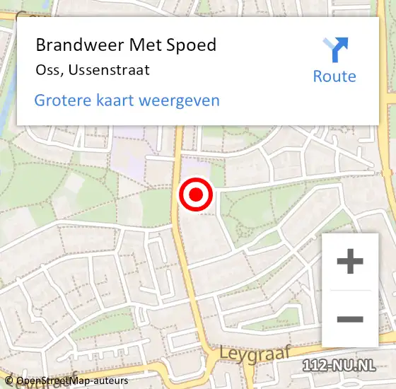 Locatie op kaart van de 112 melding: Brandweer Met Spoed Naar Oss, Ussenstraat op 19 september 2018 19:30