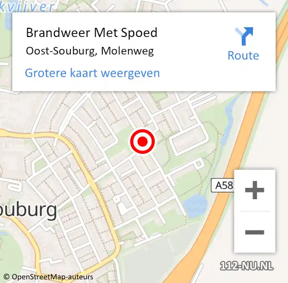 Locatie op kaart van de 112 melding: Brandweer Met Spoed Naar Oost-Souburg, Molenweg op 19 september 2018 19:30