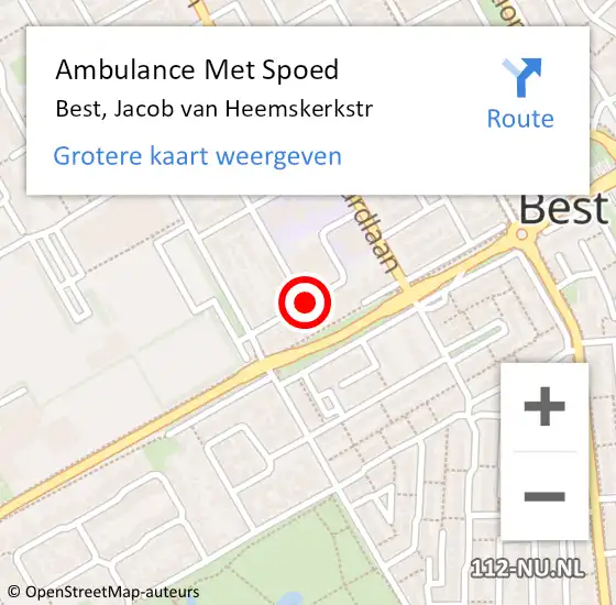 Locatie op kaart van de 112 melding: Ambulance Met Spoed Naar Best, Jacob van Heemskerkstr op 19 september 2018 19:45