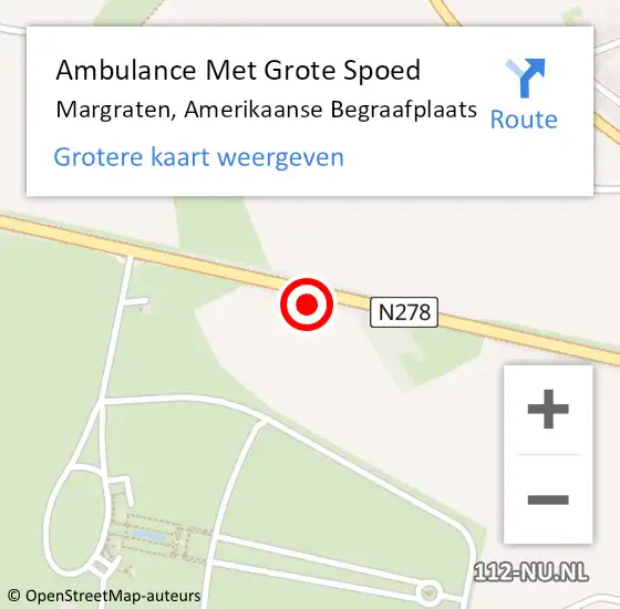 Locatie op kaart van de 112 melding: Ambulance Met Grote Spoed Naar Margraten, Amerikaanse Begraafplaats op 9 maart 2014 15:47