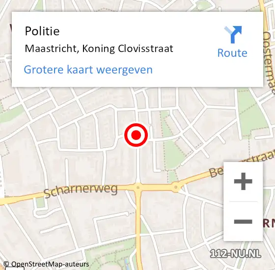 Locatie op kaart van de 112 melding: Politie Maastricht, Koning Clovisstraat op 19 september 2018 20:20