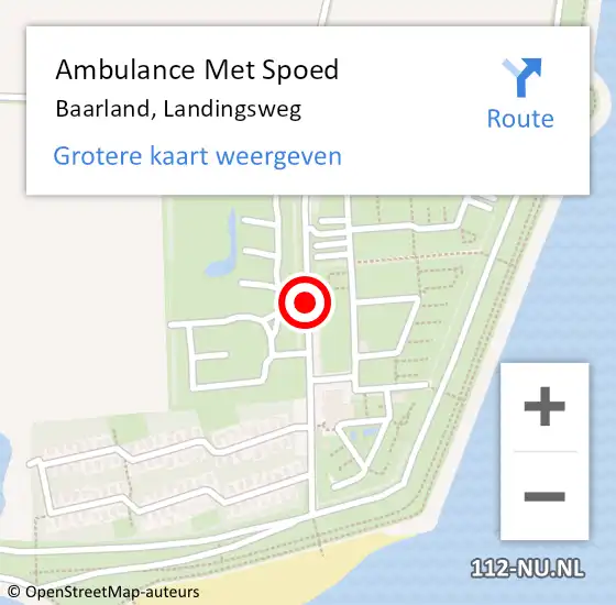 Locatie op kaart van de 112 melding: Ambulance Met Spoed Naar Baarland, Landingsweg op 19 september 2018 21:27