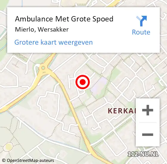 Locatie op kaart van de 112 melding: Ambulance Met Grote Spoed Naar Mierlo, Wersakker op 19 september 2018 23:34