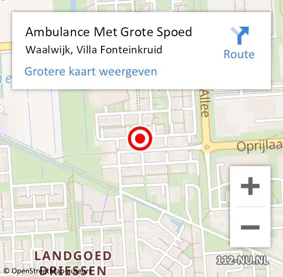 Locatie op kaart van de 112 melding: Ambulance Met Grote Spoed Naar Waalwijk, Villa Fonteinkruid op 19 september 2018 23:41