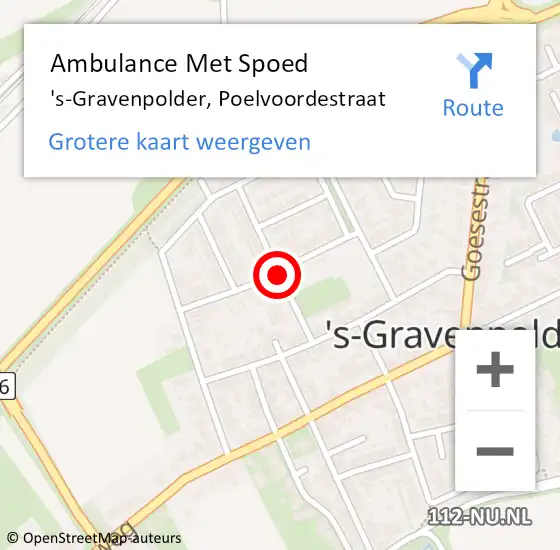 Locatie op kaart van de 112 melding: Ambulance Met Spoed Naar 's-Gravenpolder, Poelvoordestraat op 20 september 2018 00:34