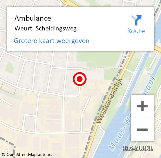 Locatie op kaart van de 112 melding: Ambulance Weurt, Scheidingsweg op 20 september 2018 00:58