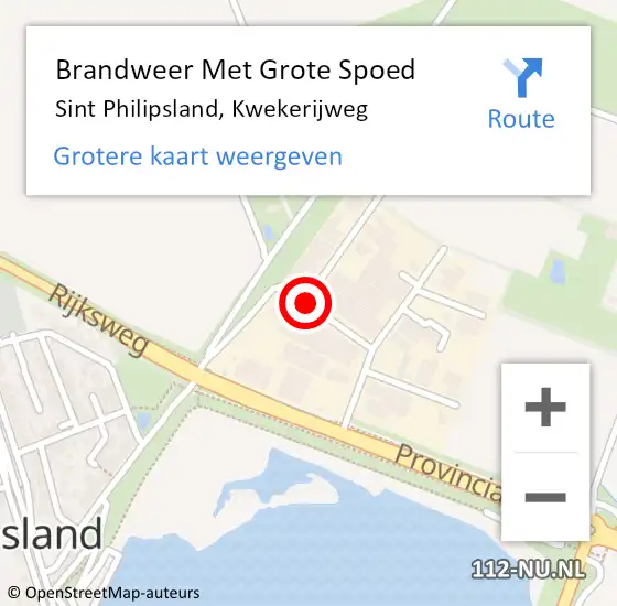 Locatie op kaart van de 112 melding: Brandweer Met Grote Spoed Naar Sint Philipsland, Kwekerijweg op 20 september 2018 01:49
