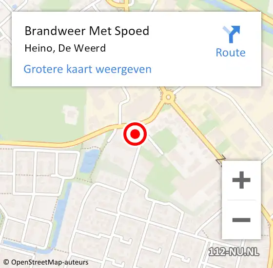 Locatie op kaart van de 112 melding: Brandweer Met Spoed Naar Heino, De Weerd op 9 maart 2014 16:17