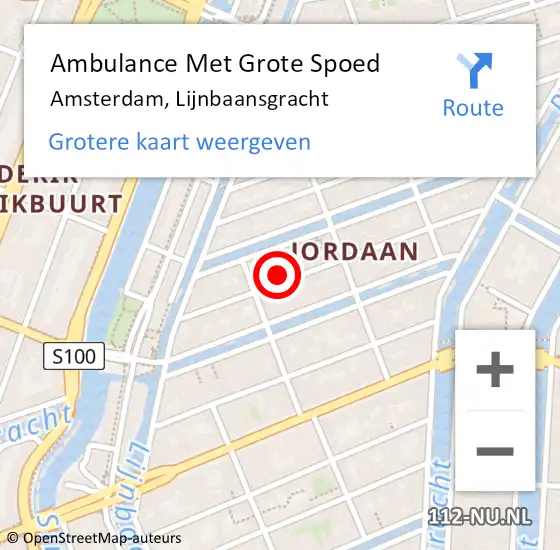 Locatie op kaart van de 112 melding: Ambulance Met Grote Spoed Naar Amsterdam, Lijnbaansgracht op 20 september 2018 04:02