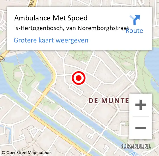 Locatie op kaart van de 112 melding: Ambulance Met Spoed Naar 's-Hertogenbosch, van Noremborghstraat op 20 september 2018 04:03