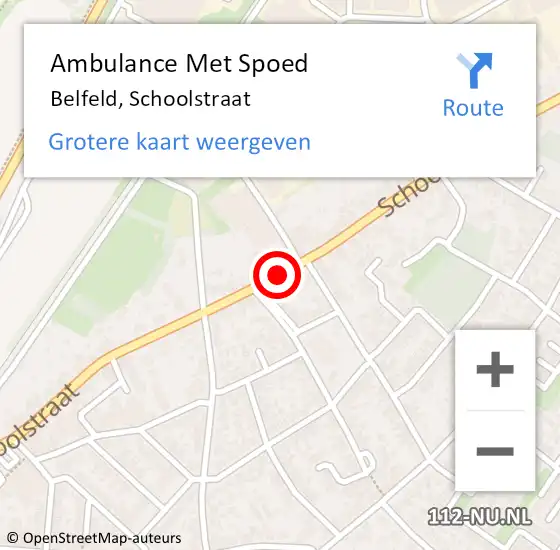 Locatie op kaart van de 112 melding: Ambulance Met Spoed Naar Belfeld, Schoolstraat op 20 september 2018 05:10