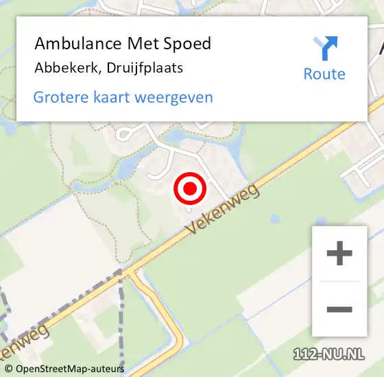 Locatie op kaart van de 112 melding: Ambulance Met Spoed Naar Abbekerk, Druijfplaats op 20 september 2018 06:26