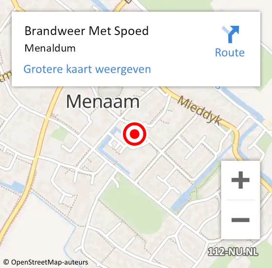 Locatie op kaart van de 112 melding: Brandweer Met Spoed Naar Menaldum op 20 september 2018 06:44