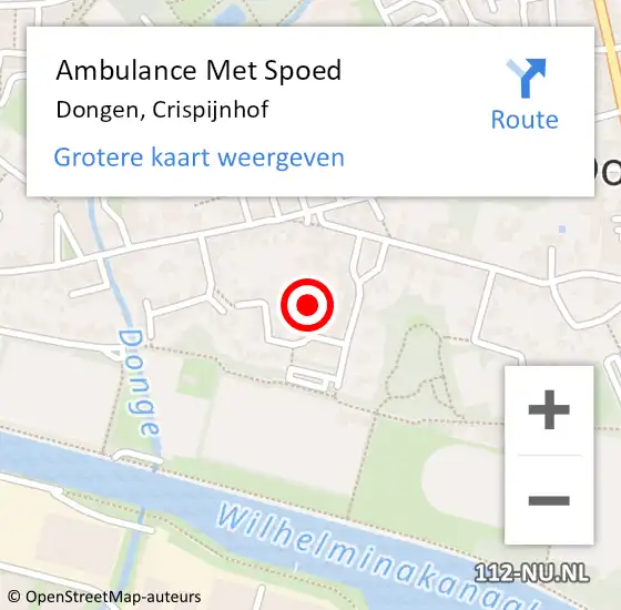 Locatie op kaart van de 112 melding: Ambulance Met Spoed Naar Dongen, Crispijnhof op 20 september 2018 06:48