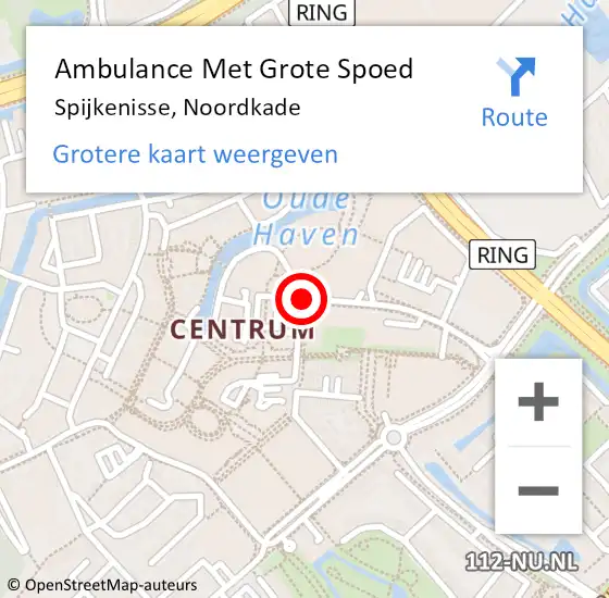 Locatie op kaart van de 112 melding: Ambulance Met Grote Spoed Naar Spijkenisse, Noordkade op 20 september 2018 07:04