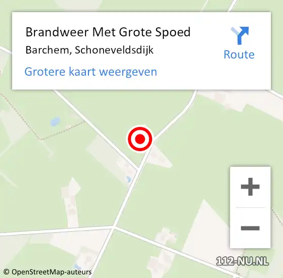 Locatie op kaart van de 112 melding: Brandweer Met Grote Spoed Naar Barchem, Schoneveldsdijk op 24 september 2013 20:47