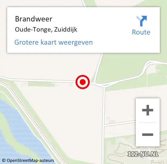 Locatie op kaart van de 112 melding: Brandweer Oude-Tonge, Zuiddijk op 20 september 2018 07:04