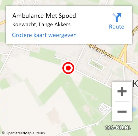 Locatie op kaart van de 112 melding: Ambulance Met Spoed Naar Koewacht, Lange Akkers op 20 september 2018 08:01