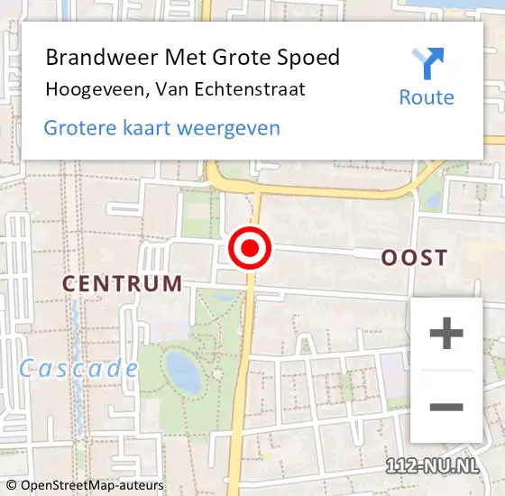 Locatie op kaart van de 112 melding: Brandweer Met Grote Spoed Naar Hoogeveen, Van Echtenstraat op 20 september 2018 08:29