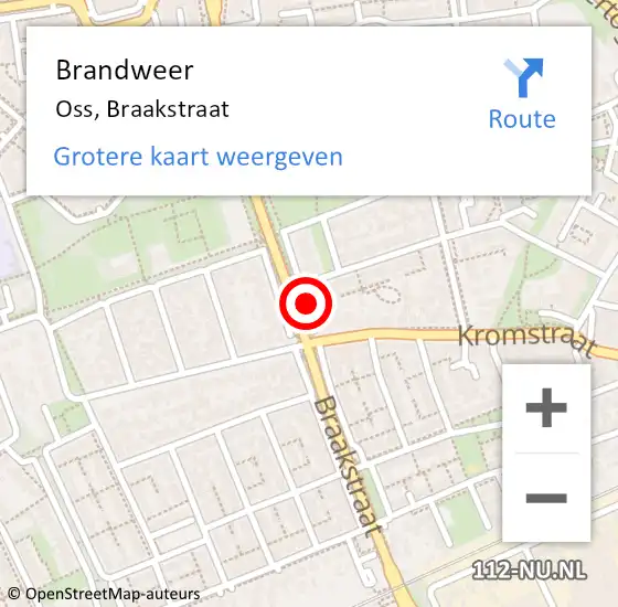 Locatie op kaart van de 112 melding: Brandweer Oss, Braakstraat op 20 september 2018 08:47