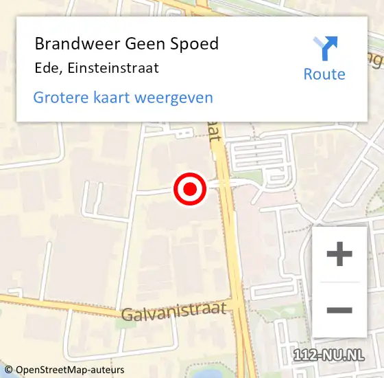 Locatie op kaart van de 112 melding: Brandweer Geen Spoed Naar Ede, Einsteinstraat op 20 september 2018 08:53