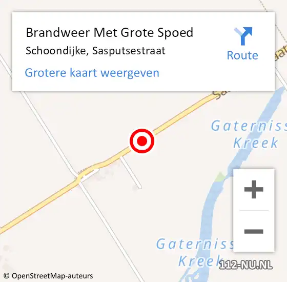 Locatie op kaart van de 112 melding: Brandweer Met Grote Spoed Naar Schoondijke, Sasputsestraat op 20 september 2018 09:05