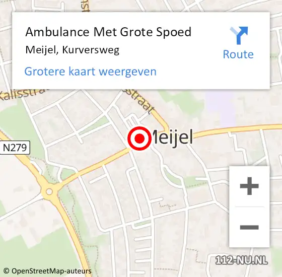 Locatie op kaart van de 112 melding: Ambulance Met Grote Spoed Naar Meijel, Kurversweg op 9 maart 2014 16:45