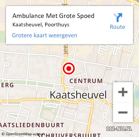 Locatie op kaart van de 112 melding: Ambulance Met Grote Spoed Naar Kaatsheuvel, Poorthuys op 20 september 2018 11:08