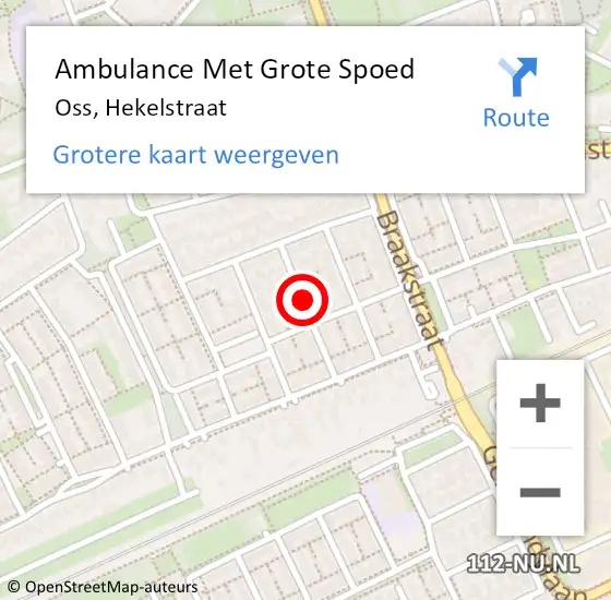 Locatie op kaart van de 112 melding: Ambulance Met Grote Spoed Naar Oss, Hekelstraat op 20 september 2018 12:09