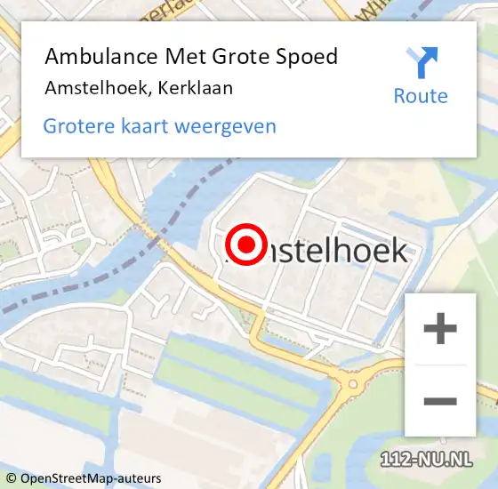 Locatie op kaart van de 112 melding: Ambulance Met Grote Spoed Naar Amstelhoek, Kerklaan op 20 september 2018 12:10