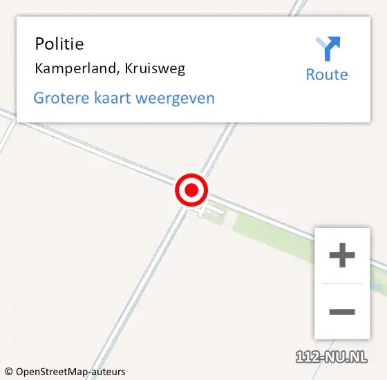Locatie op kaart van de 112 melding: Politie Kamperland, Kruisweg op 20 september 2018 12:21