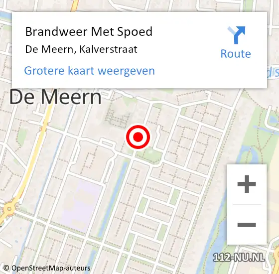 Locatie op kaart van de 112 melding: Brandweer Met Spoed Naar De Meern, Kalverstraat op 20 september 2018 12:45