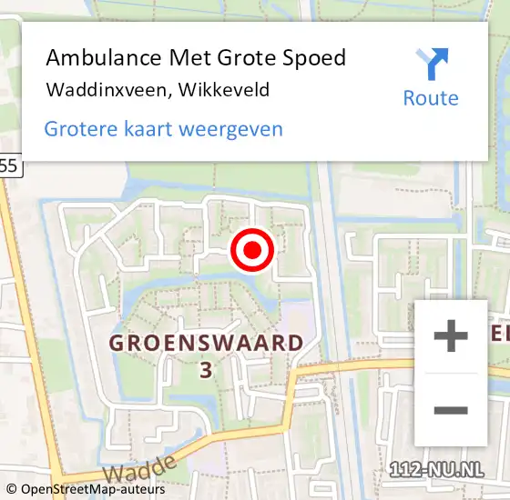 Locatie op kaart van de 112 melding: Ambulance Met Grote Spoed Naar Waddinxveen, Wikkeveld op 9 maart 2014 17:00