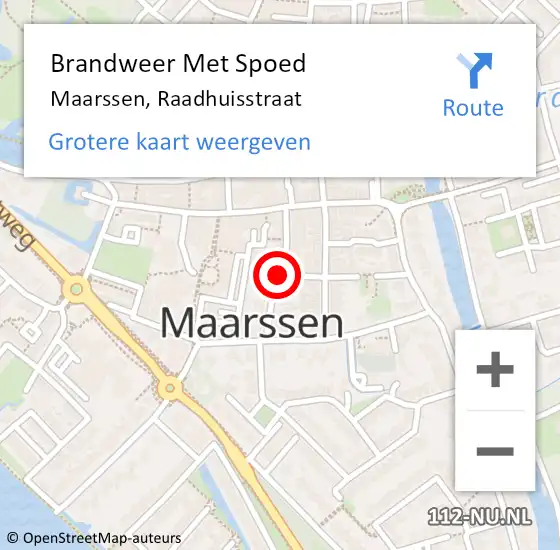 Locatie op kaart van de 112 melding: Brandweer Met Spoed Naar Maarssen, Raadhuisstraat op 20 september 2018 13:21