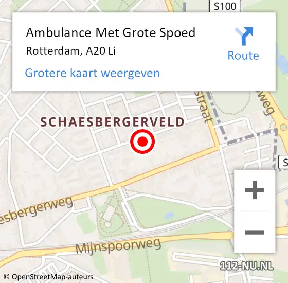Locatie op kaart van de 112 melding: Ambulance Met Grote Spoed Naar Rotterdam, A20 Li op 20 september 2018 13:44