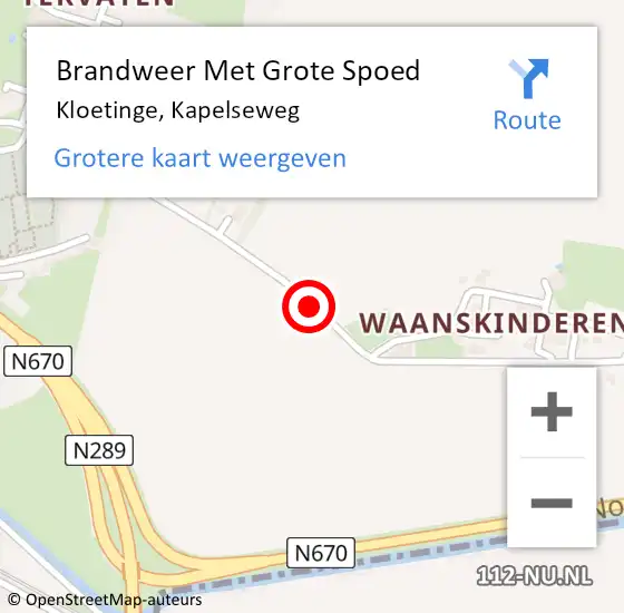 Locatie op kaart van de 112 melding: Brandweer Met Grote Spoed Naar Kloetinge, Kapelseweg op 20 september 2018 13:50