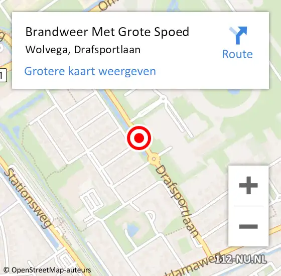 Locatie op kaart van de 112 melding: Brandweer Met Grote Spoed Naar Wolvega, Drafsportlaan op 20 september 2018 14:16