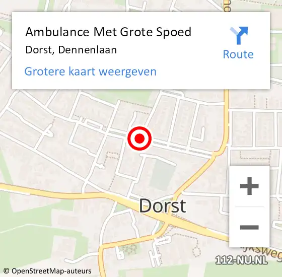 Locatie op kaart van de 112 melding: Ambulance Met Grote Spoed Naar Dorst, Dennenlaan op 20 september 2018 14:42